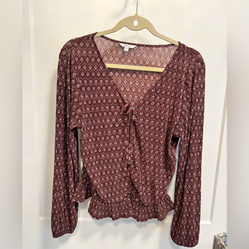 Reitmans Tie Front Peplum Blouse